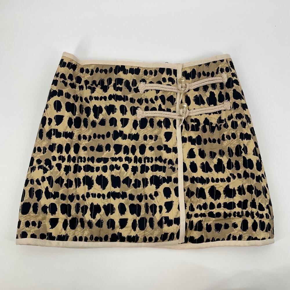 Rachel Antonoff Skirt M Leopard Print Wrap Mini Toggle Front Lined Mob Wife NEW - Picture 3 of 15